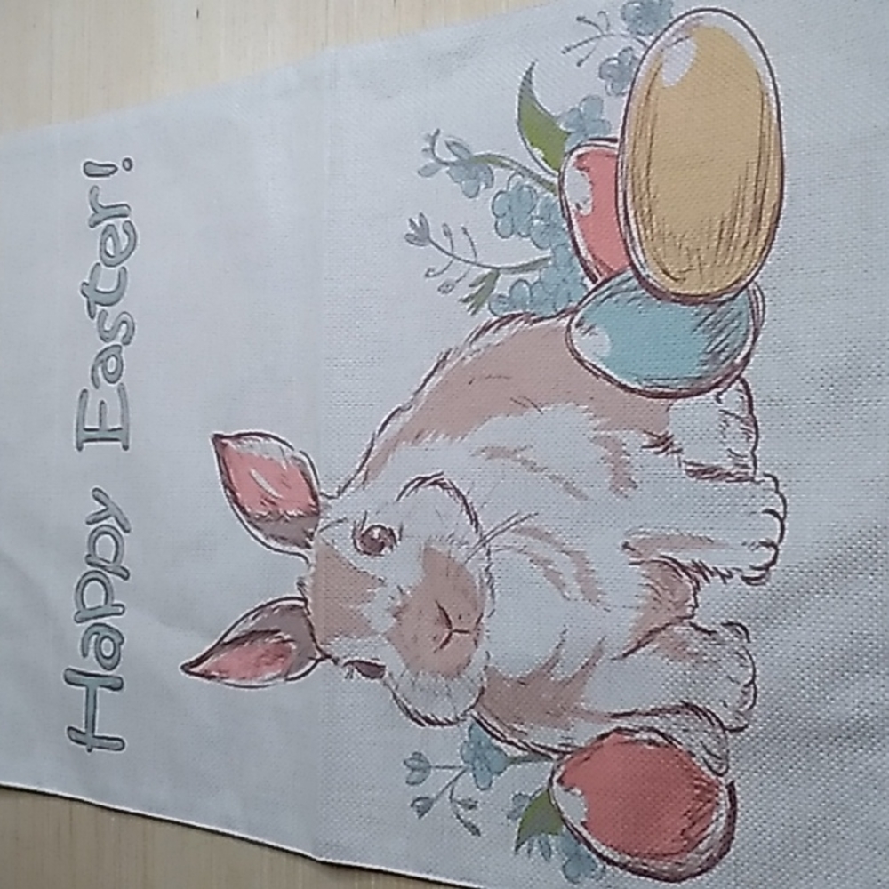12.5 x 18.5 inches Outdoor flag Happy Easter cute bunny on Burlap fabric